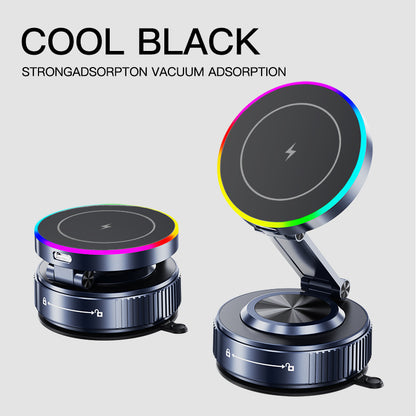 Magnetic Car Phone Holder 360 Degree Rotation Vacuum Adsorption Strong Suction Base for Phone with Wireless Charging